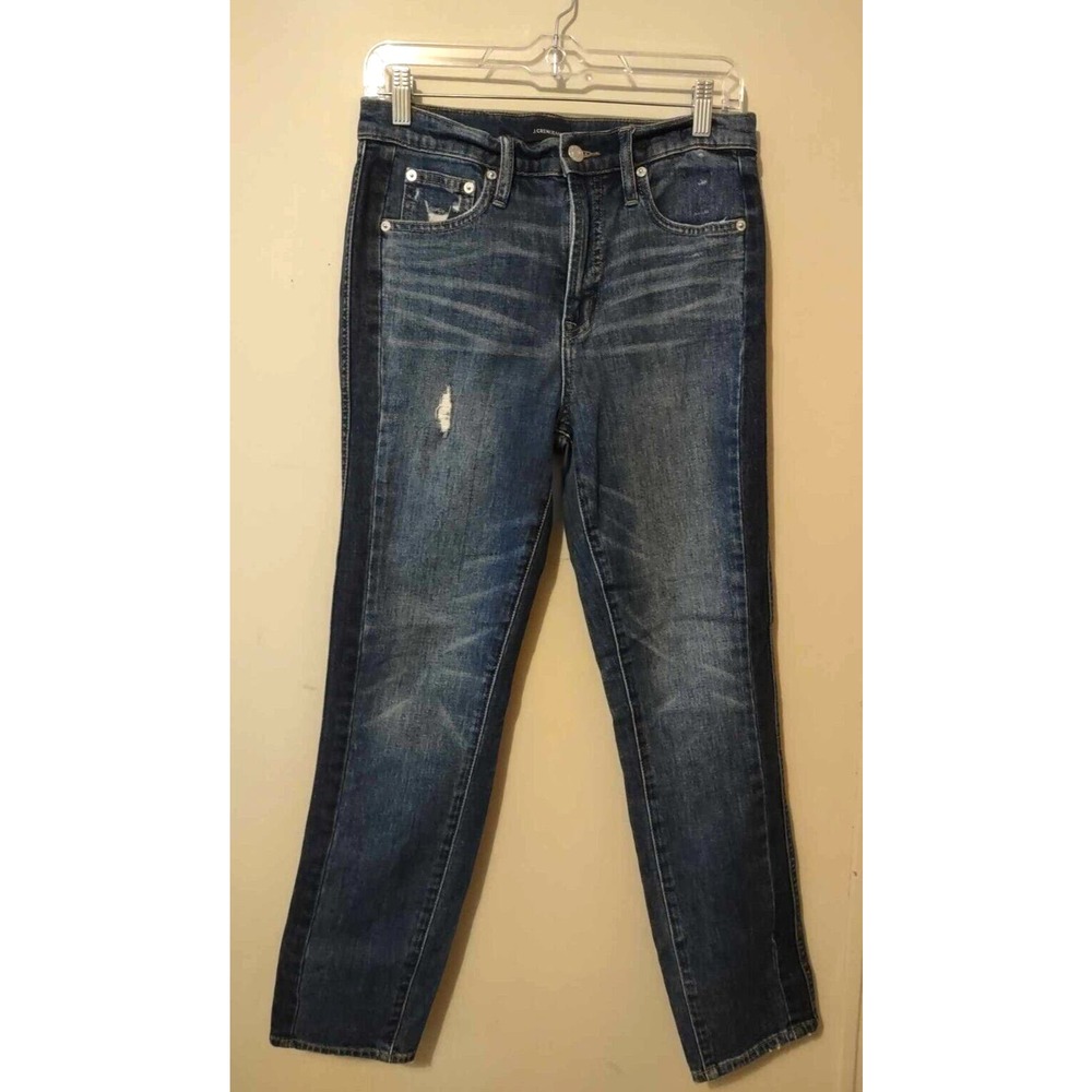 J. Crew Women's Distressed Two Tone Straight Jeans Size 28